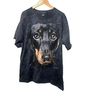 The Mountain Men's XL T-Shirt Dachshund Tie Dyed Short Sleeve Black & Gray